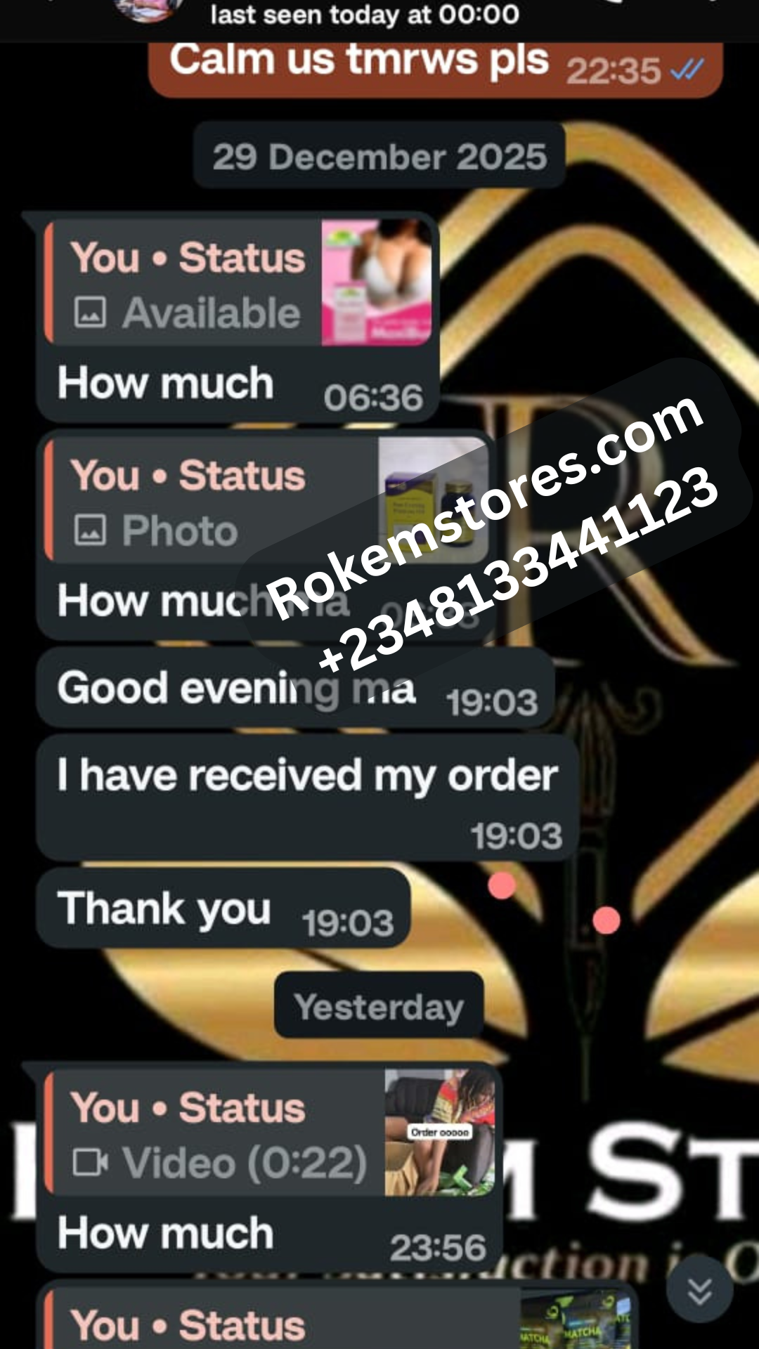Order received chat